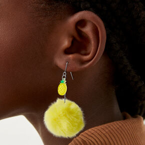 Pineapple Pom Pom 2&quot; Drop Earrings,