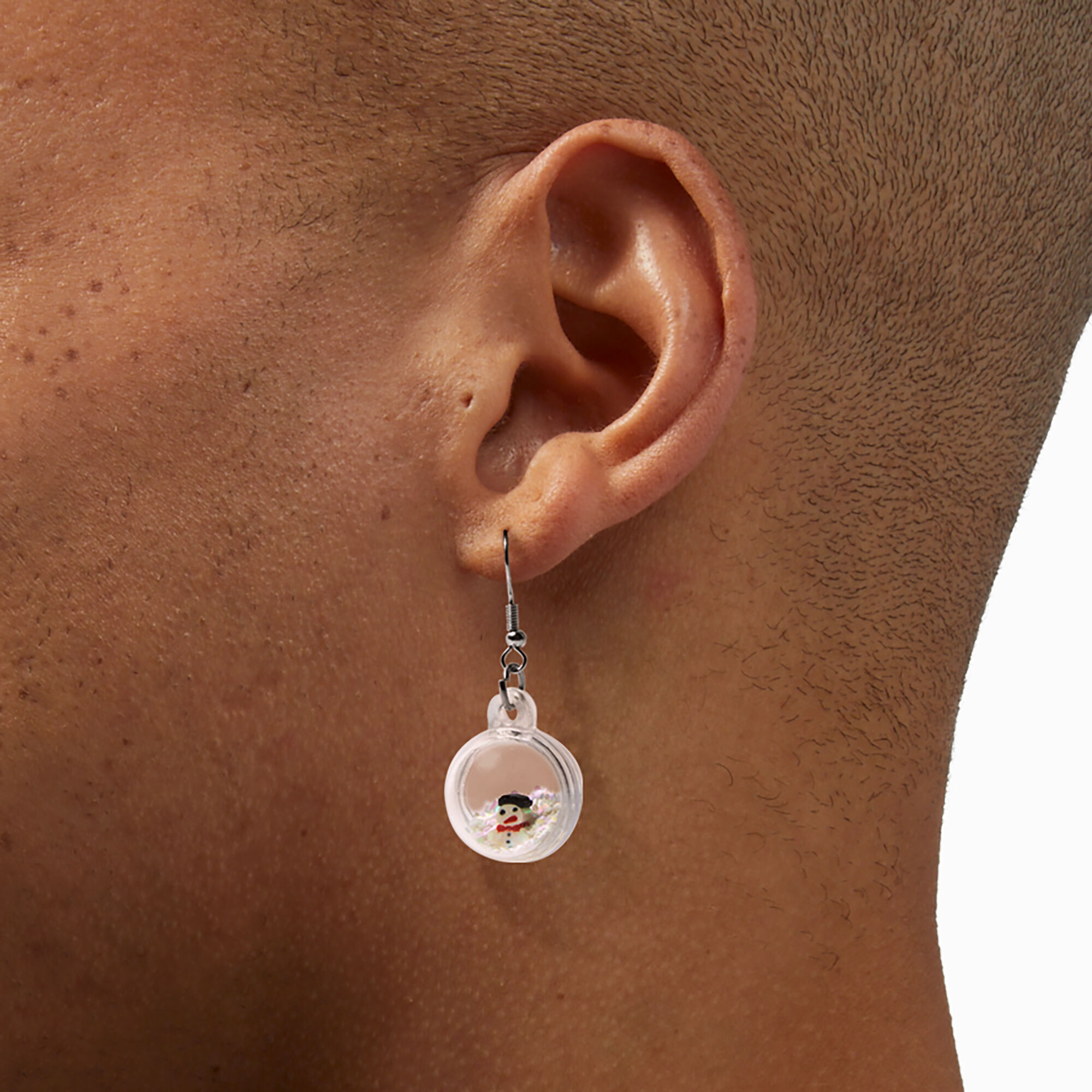 Snowman Snow Globe 1" Drop Earrings,