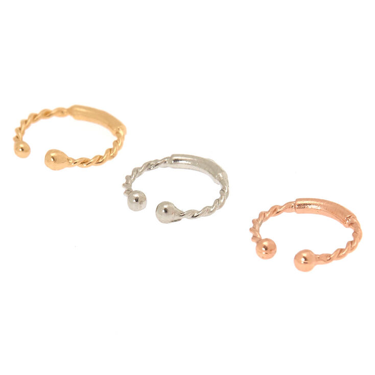 Claire's Lot de 3 faux anneaux de nez tressés en métaux mixtes