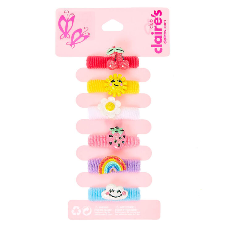 Claire's Élastiques à cheveux côtelés avec breloques estivales lumineuses Claire's Club - Lot de 6