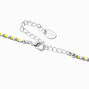 Yellow &amp; White Beaded Butterfly Pendant Necklace,