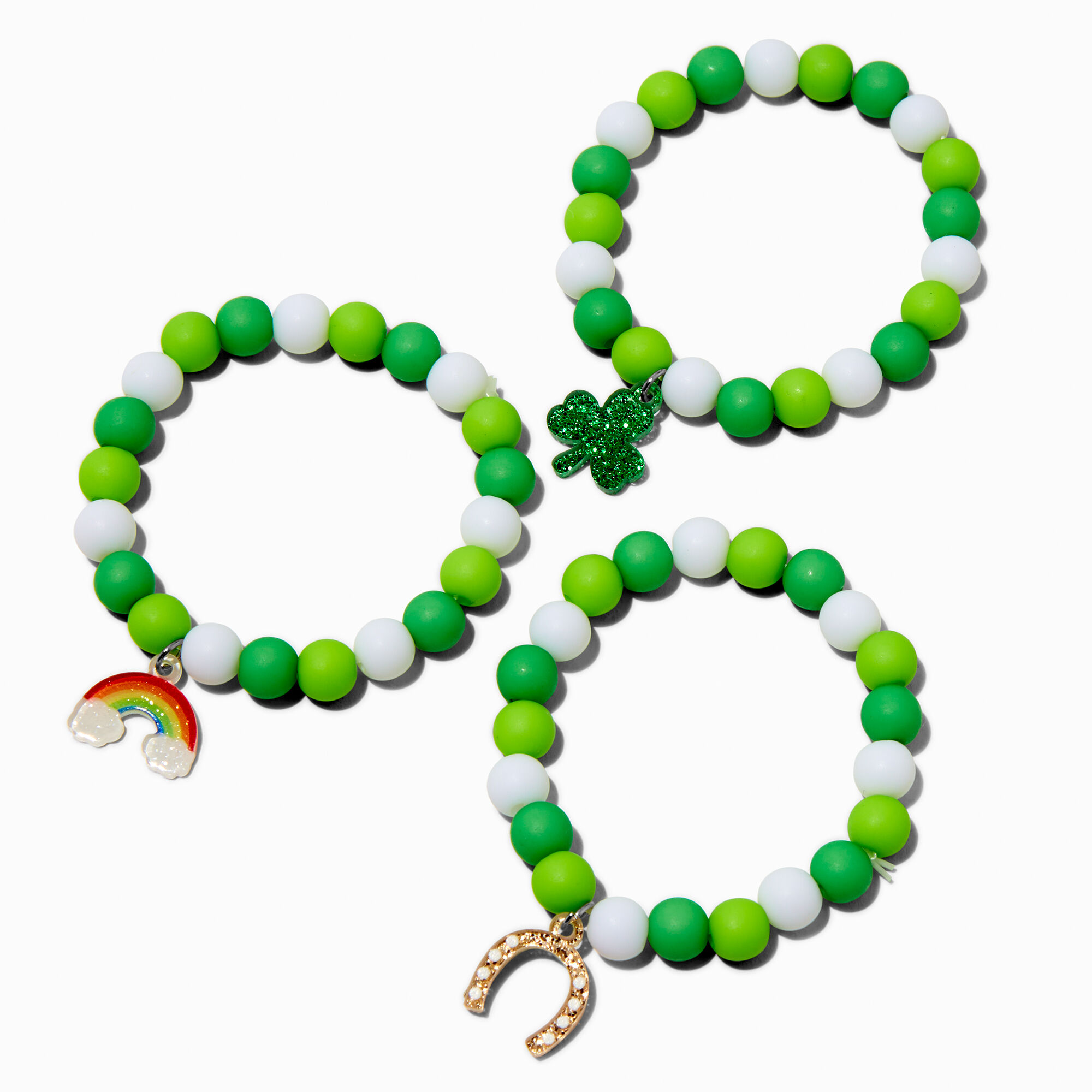 St. Patrick's Day Beaded Stretch Charm Bracelets - 3 Pack,
