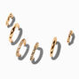 Gold Graduated Embellished Huggie Hoop Earring Stackables Set - 3 Pack,