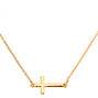 Gold-tone Sideways Cross Pendant Necklace,