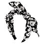 Black &amp; White Floral Knotted Bow Headband,