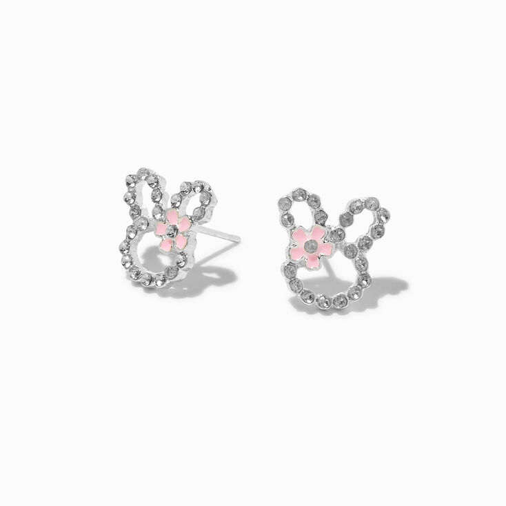 Rhinestone Easter Bunny Stud Earrings,