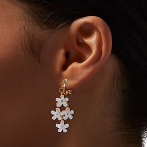 Gold-tone Chandelier Flower Clip-On Drop Earrings,