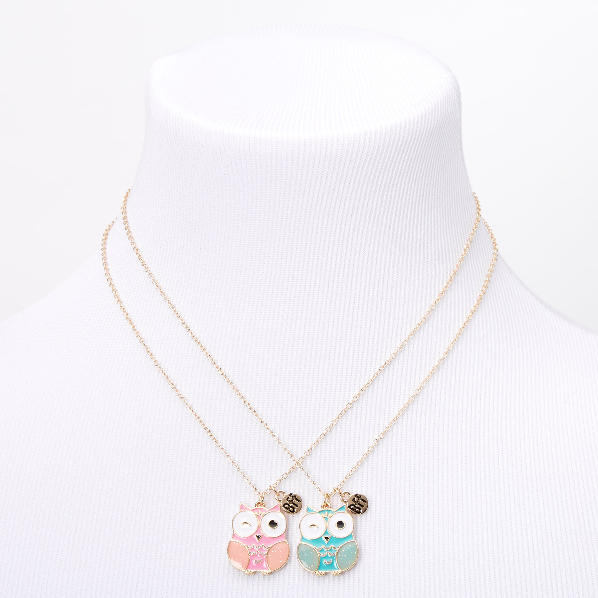 Best Friends Mint & Pink Owl Pendant Necklaces - 2 Pack,
