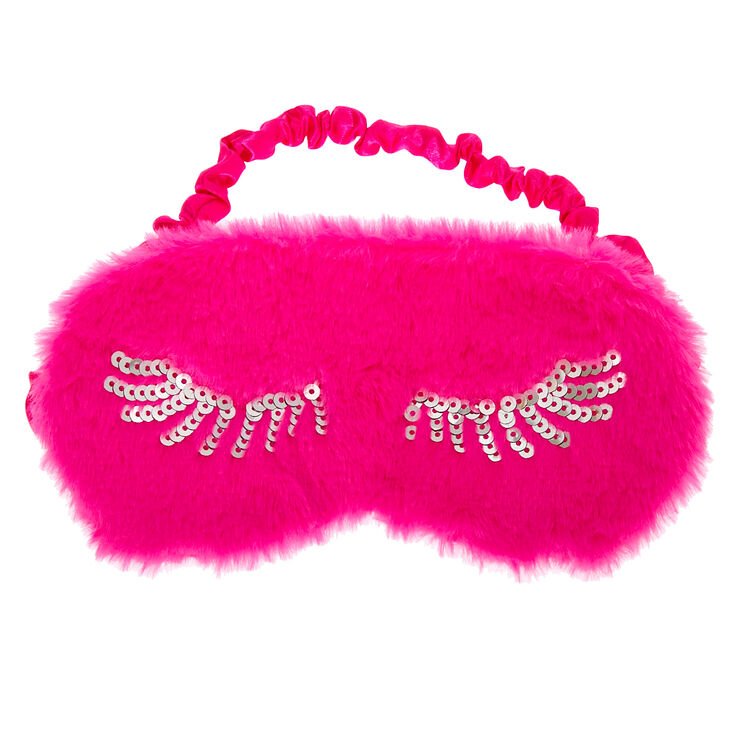 Plush Sequin Eyelash Sleeping Mask - Pink,