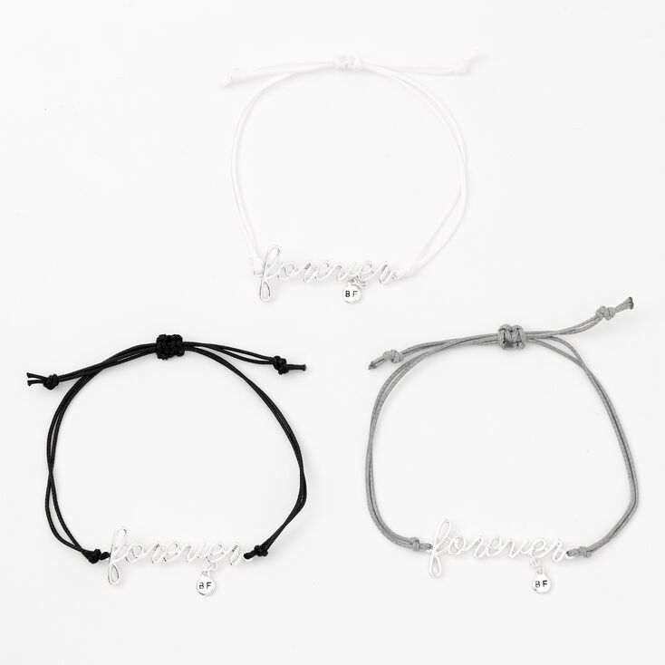 Claire's Bracelets réglables d'amitié « Forever » couleur argentée - Lot de 3