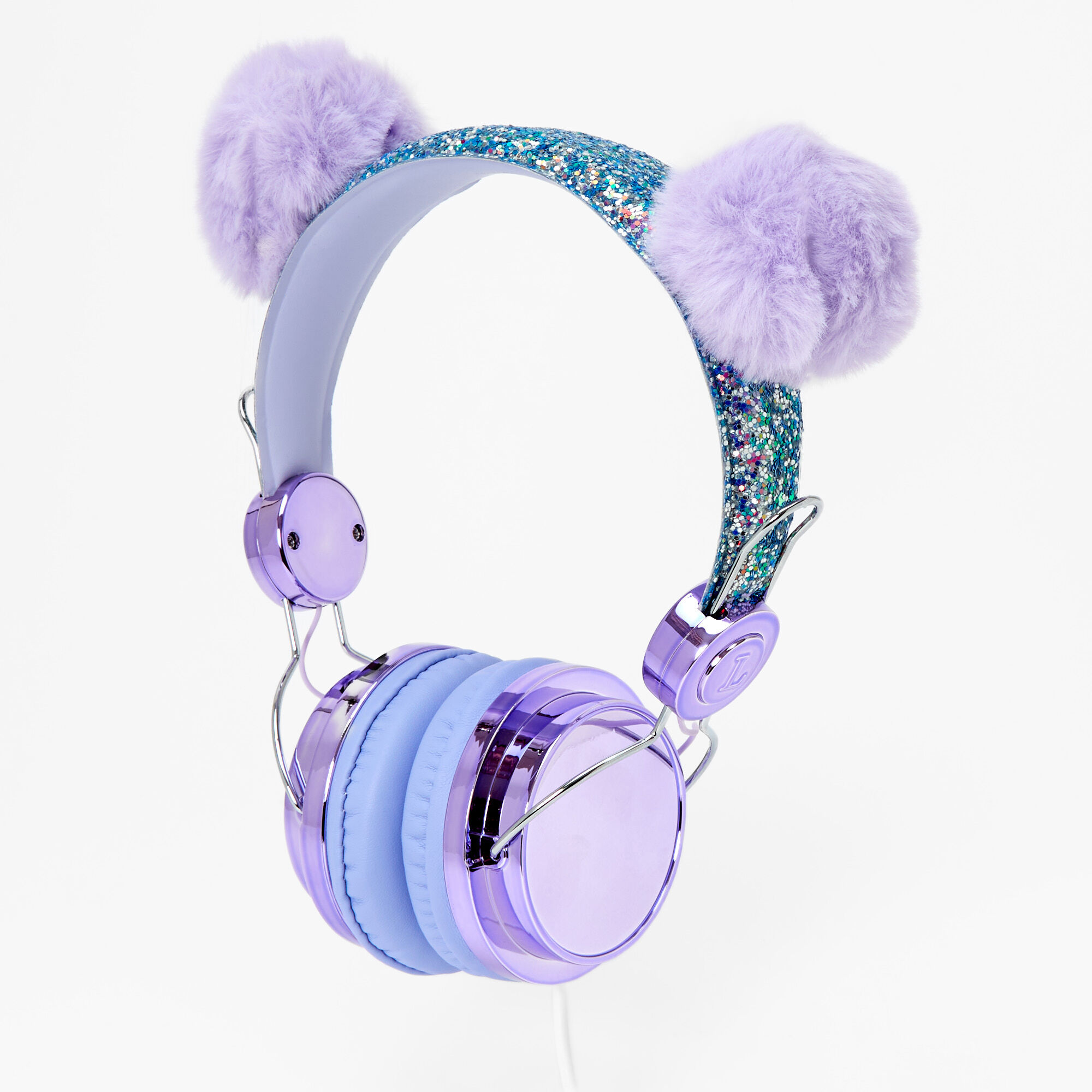 View Claires Lavender Pom Glitter Headphones information