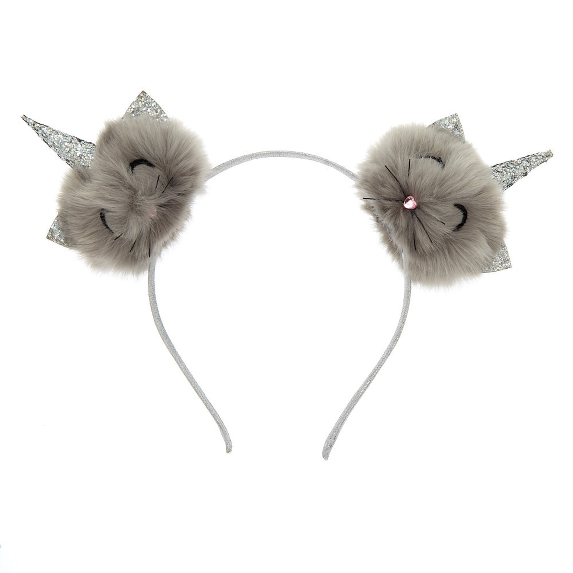 Caticorn Pom Pom Ears Headband Grey Claire S
