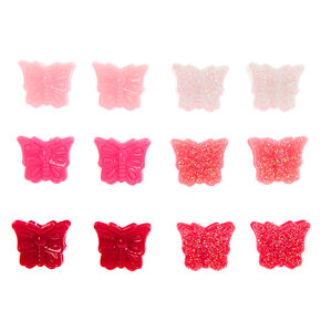 Pink Glitter Butterfly Mini Hair Claws - 12 Pack,
