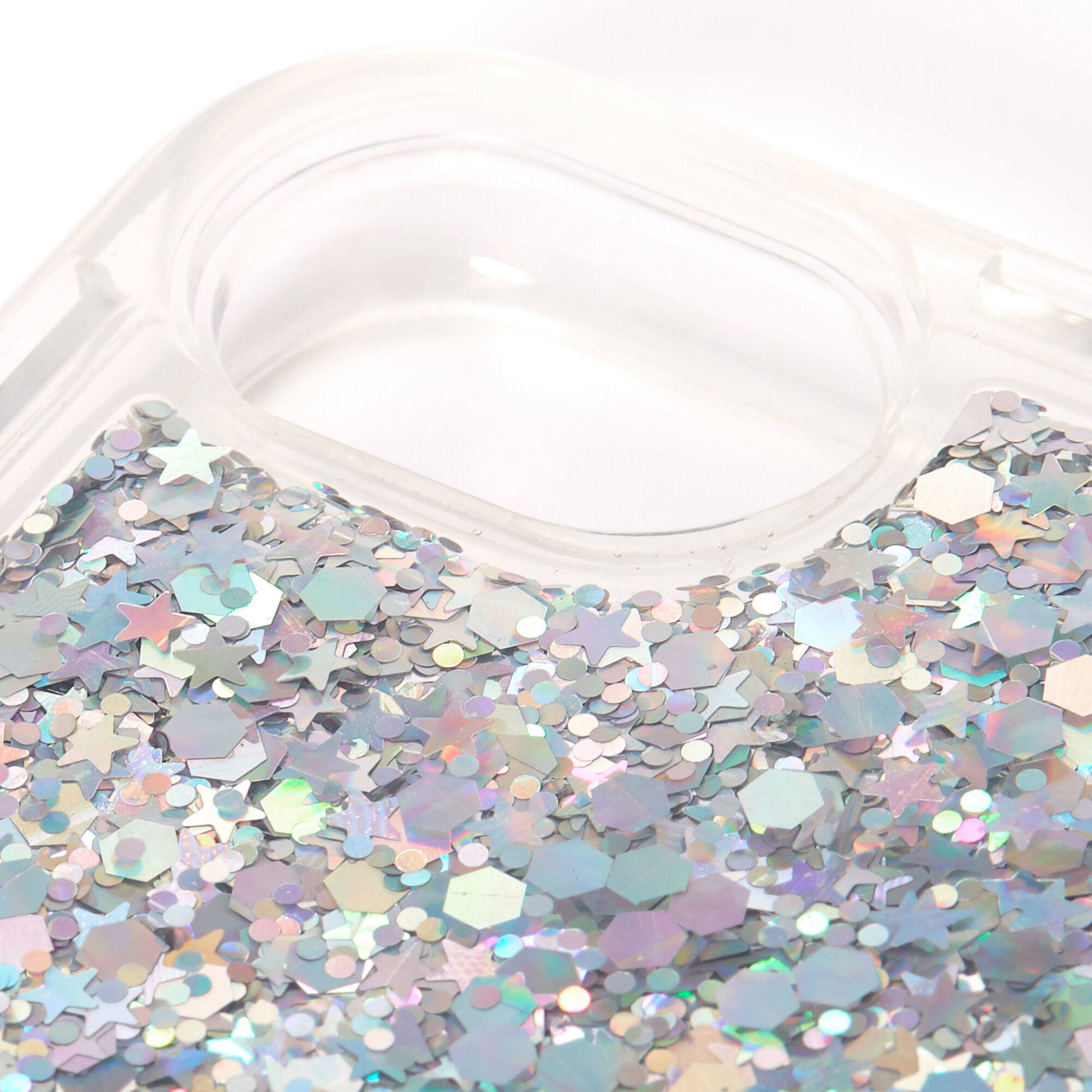 Smile Silver Glitter Liquid Fill Phone Case - Fits iPhone® 6/7/8/SE,