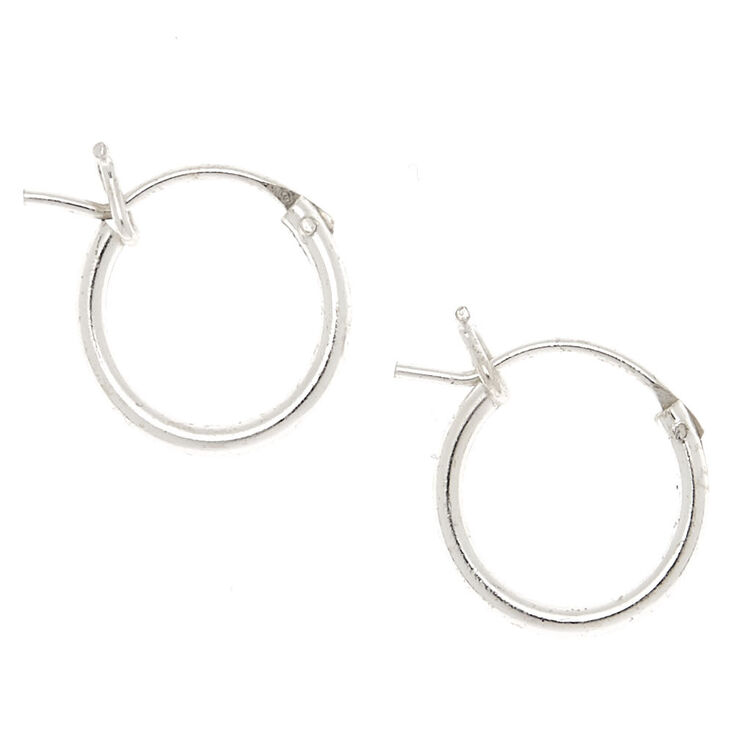 Sterling Silver 14MM Hinge Hoop Earrings,