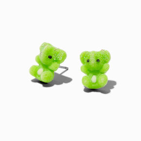 Clous d&rsquo;oreilles &eacute;l&eacute;phant duveteux verts,