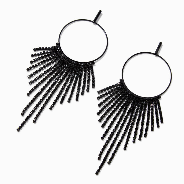 Pendantes &agrave; franges attrape-r&ecirc;ves 10&nbsp;cm strass noires,