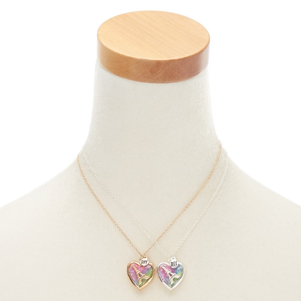 Best Friends Eiffel Tower Locket Pendant Necklaces - 2 Pack,
