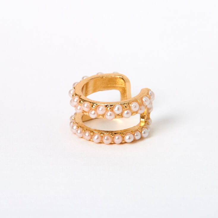 Gold Pearl Double Row Ear Cuff,