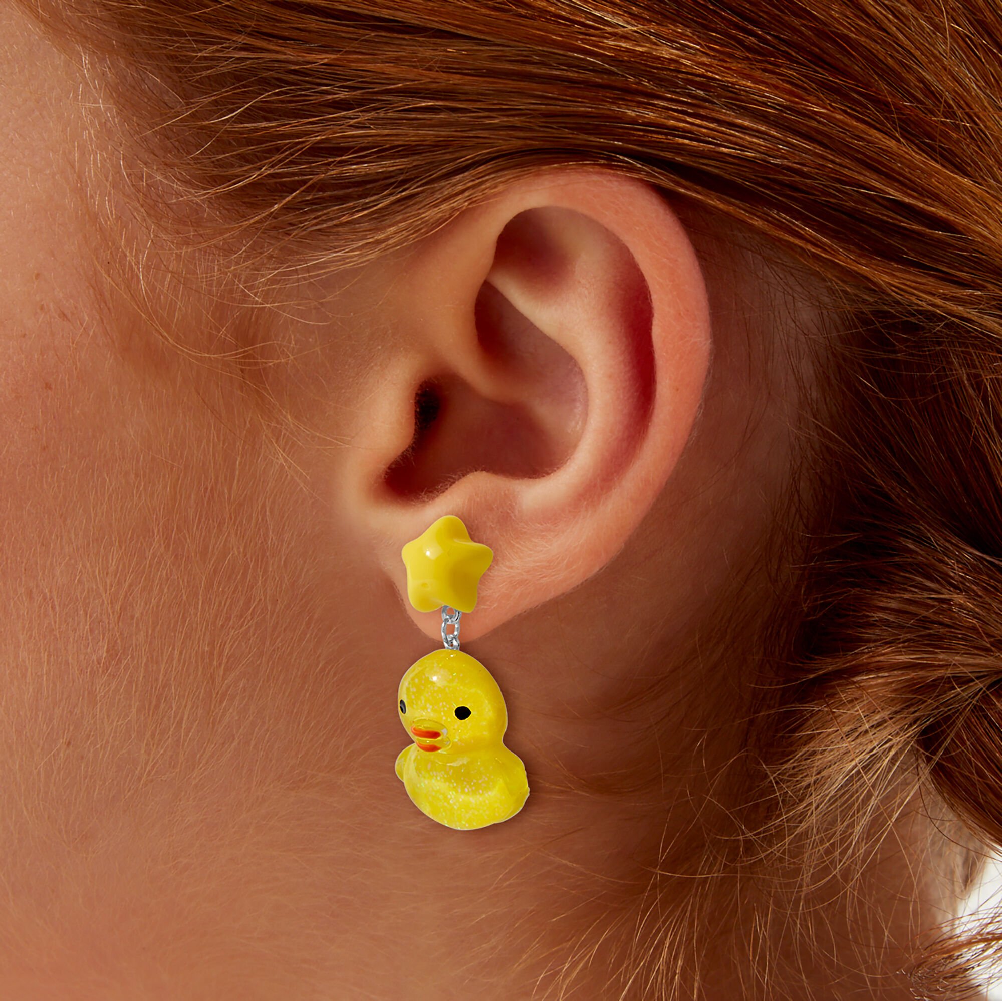 Puffy Rubber Duck Drop Earrings,