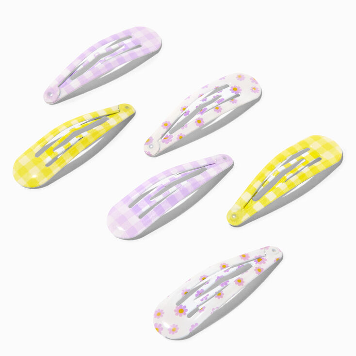 Claire&#39;s Club Daisy Gingham Snap Hair Clips - 6 Pack,