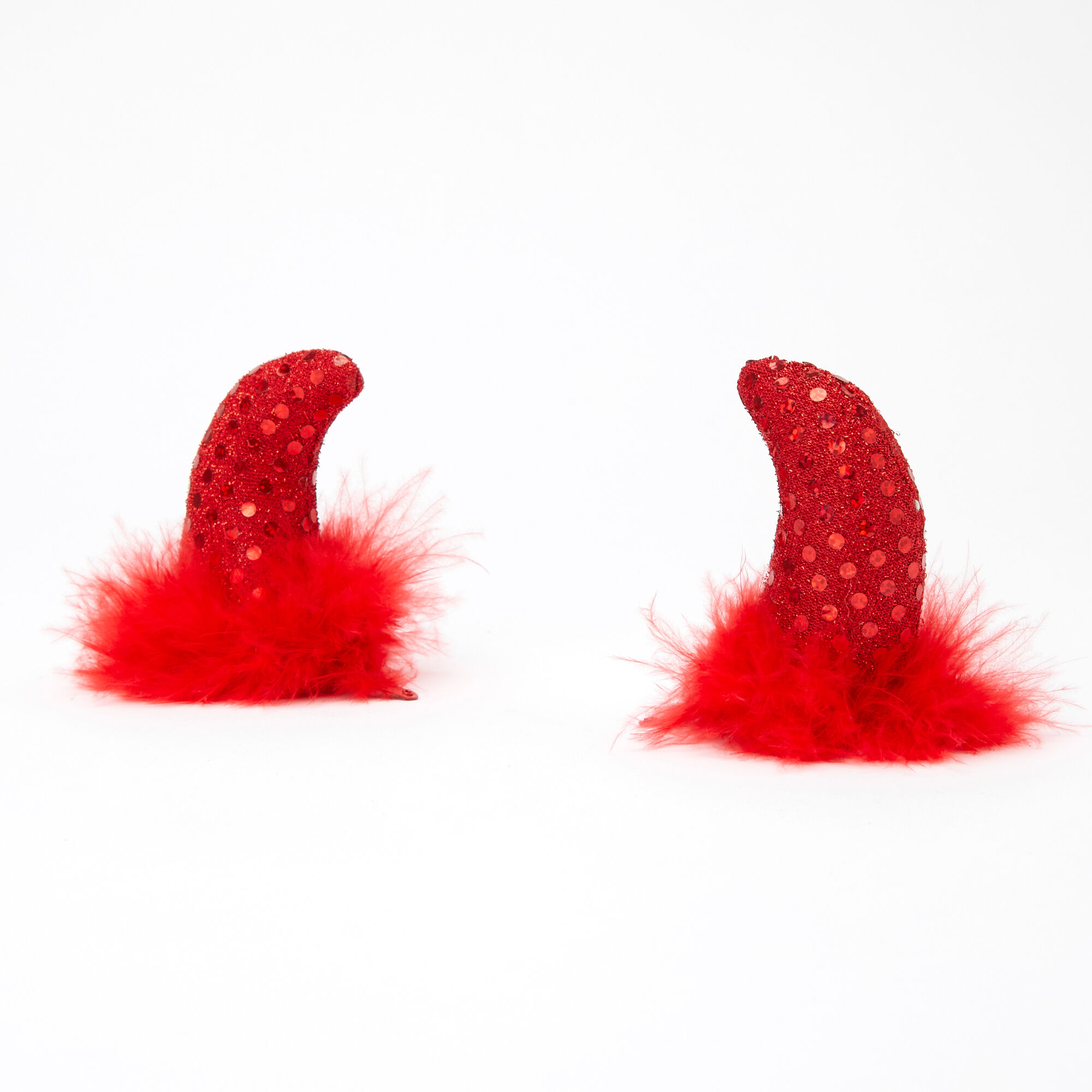 Sequin Devil Ear Snap Hair Clips - Red, 2 Pack,