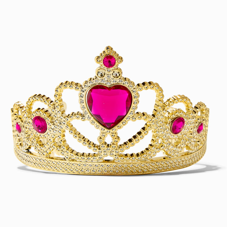 Claire&#39;s Club Pink Heart Gold Crown,