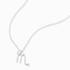 Silver Crystal Zodiac Symbol Pendant Necklace - Scorpio,