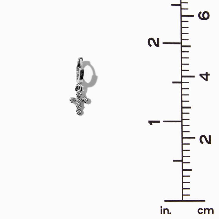 Silver 18G Crystal Cross Charm Targus Earring,
