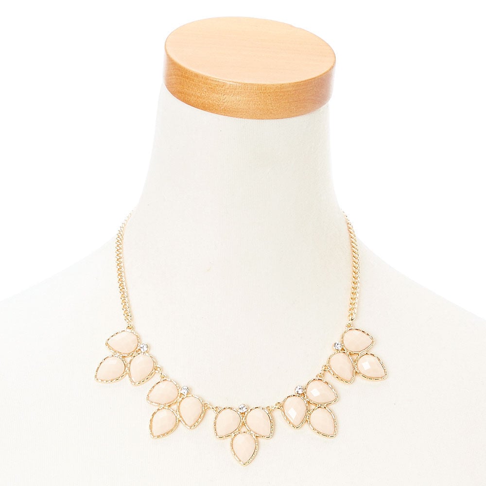 Parure collier et boucles d'oreilles feuilles ivoire,