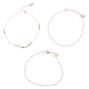Silver Beaded Chain Anklet - 3 Pack,