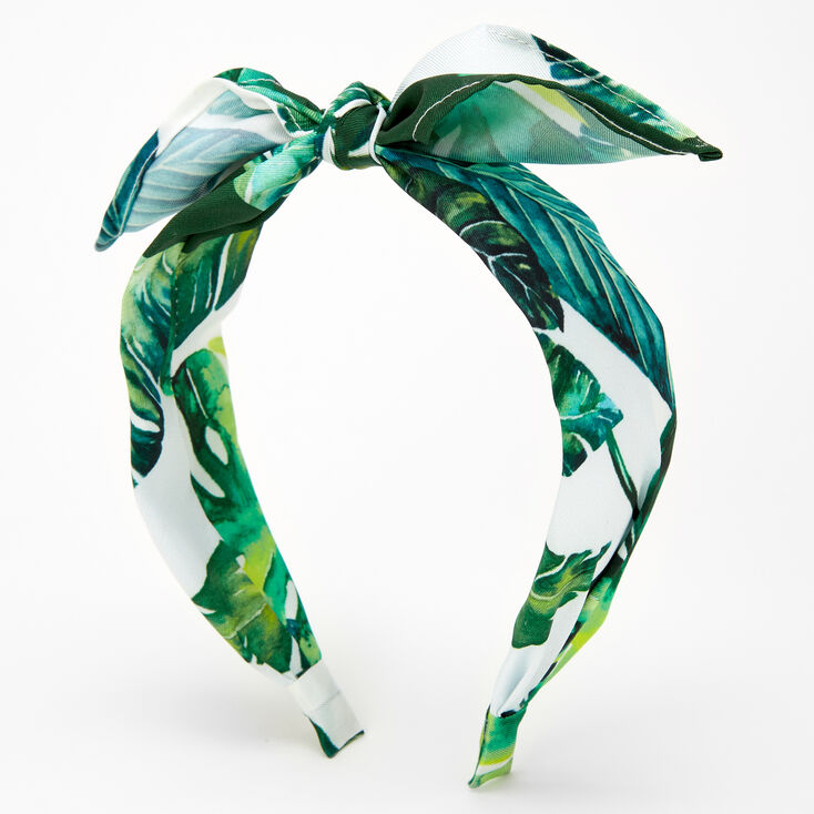 Palm Leaf Print Knotted Bow Headband,