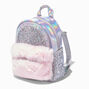 Furry Pink Glitter Iridescent Mini Backpack,