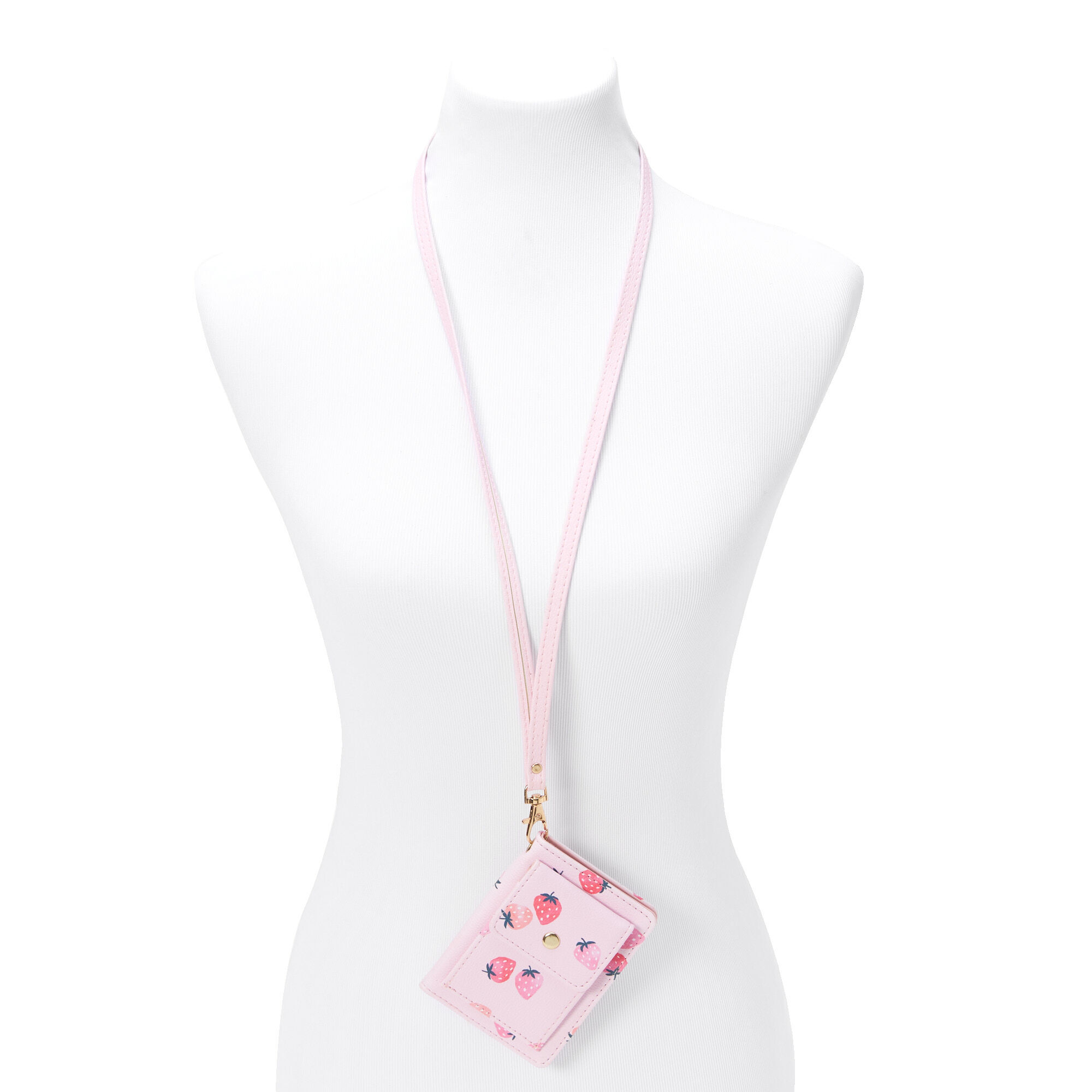 Claire's Porte-monnaie rose motif fraises avec cordon tour de cou
