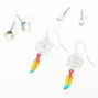 Silver Rainbow Dreamcatcher Mixed Earrings - 3 Pack,