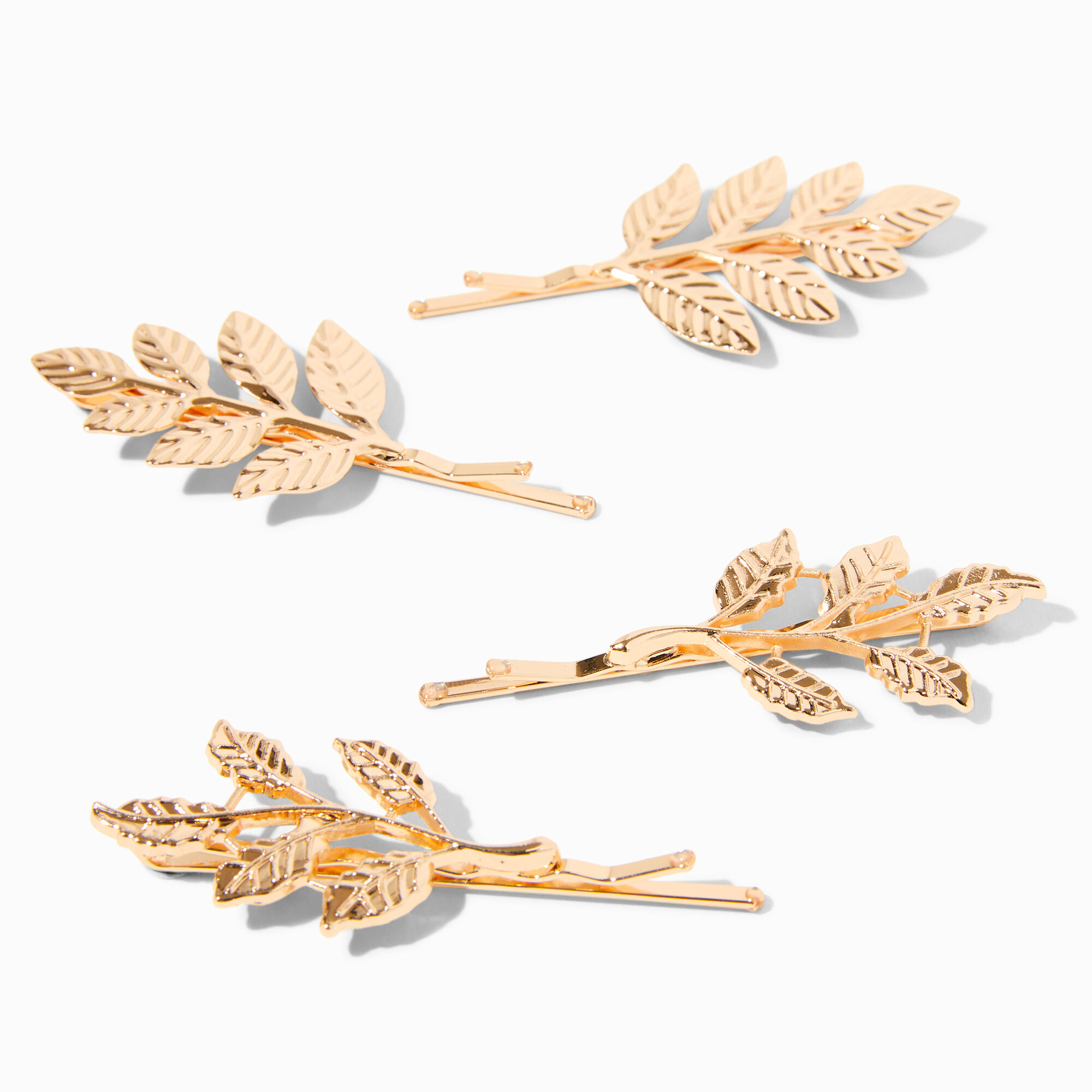 View Claires Leaf Hair Pins 4 Pack Gold information