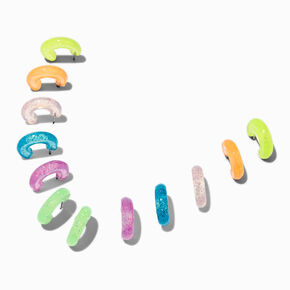 Neon Glitter Hoop Earring Stackables Set - 6 Pack,