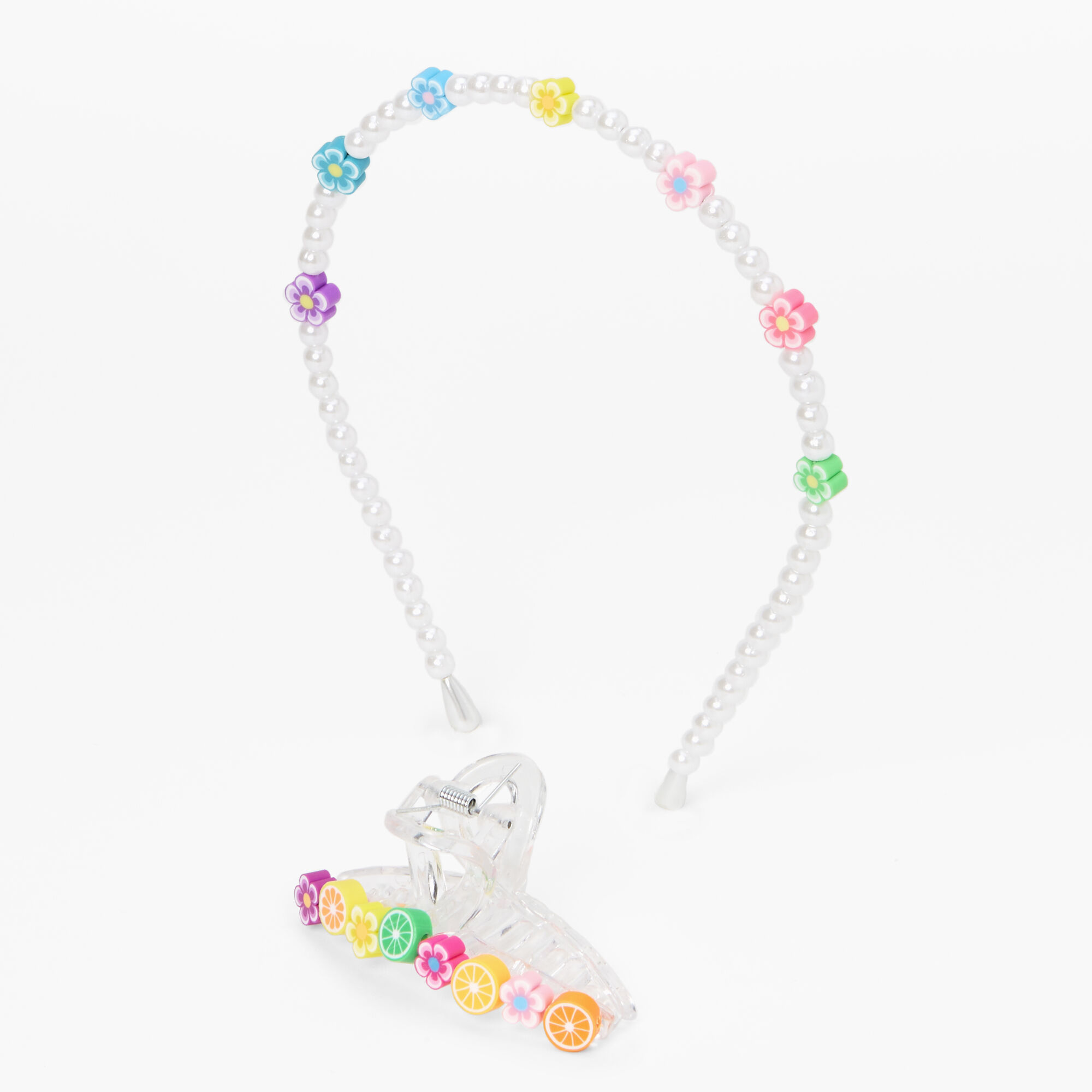 Summer Flower Pearl Headband & Hair Claw Combo (2 pack),