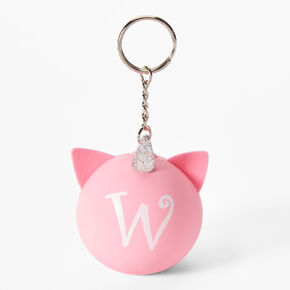 Initial Unicorn Stress Ball Keychain - Pink, W,