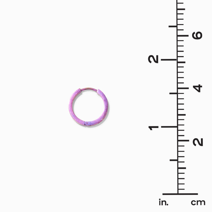 Titanium 12MM Pink Anodized Crystal Hoop Earrings,