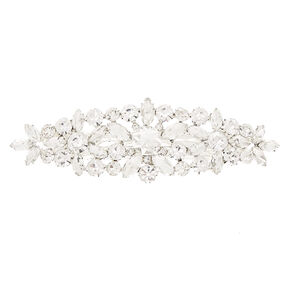 Barrette glamour en strass couleur argent&eacute;,