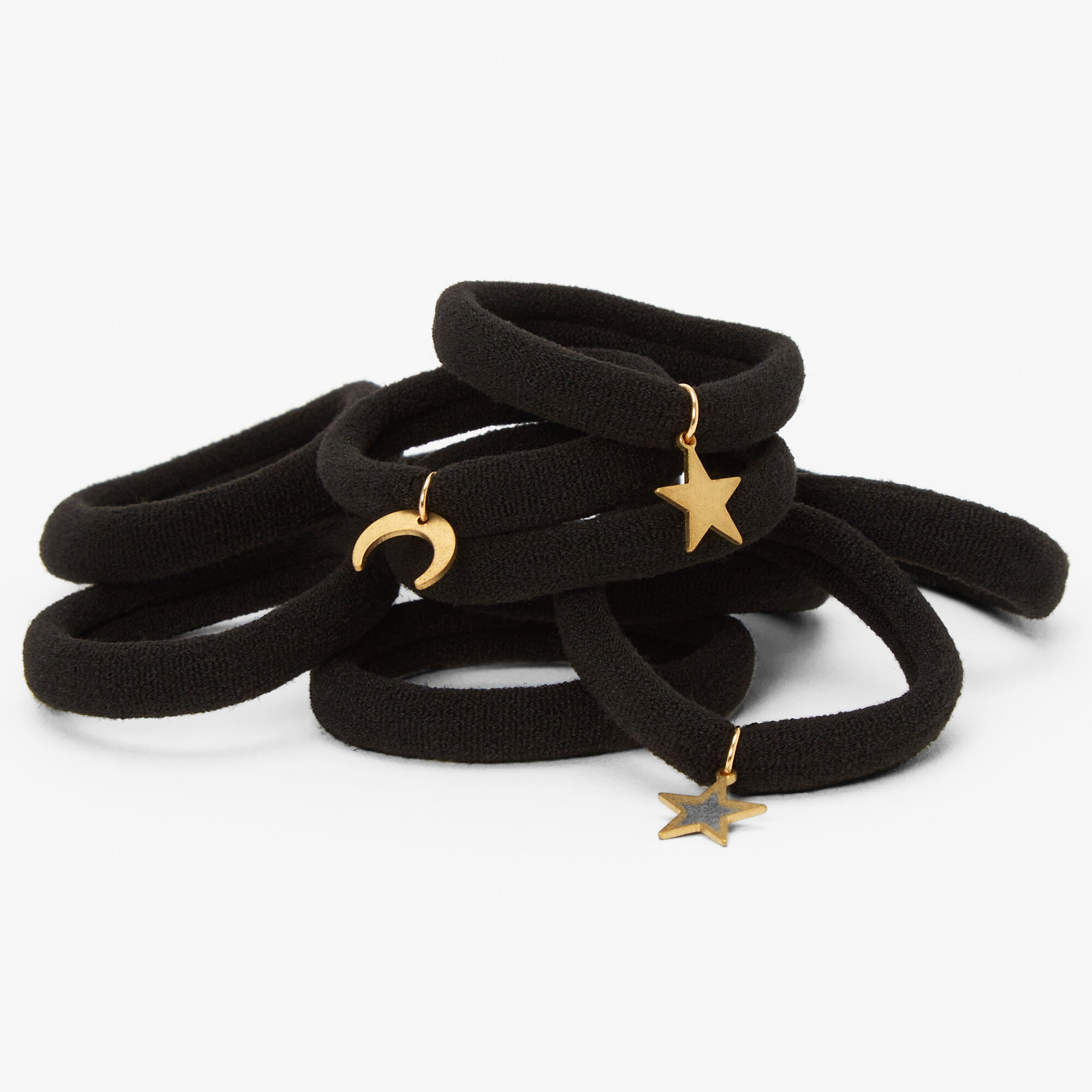 Rolled Celestial Hair Bobbles - Black, 10 Pack,