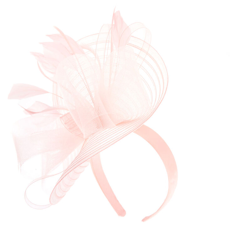 Claire's Bibi chapeau avec nœud et plumes de grande taille - Nude