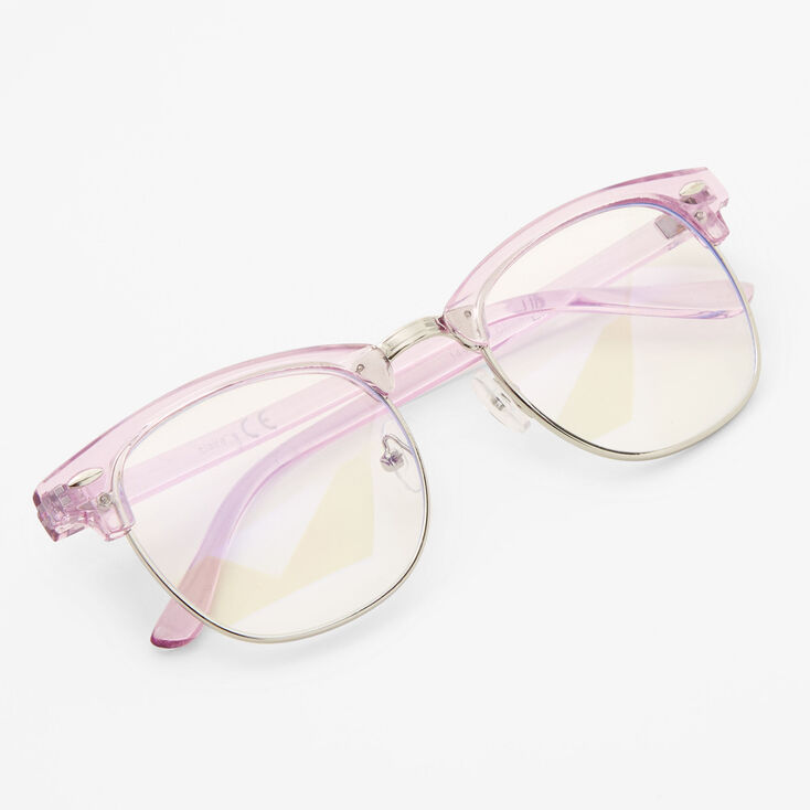 Solar Blue Light Reducing Lavender Browline Clear Lens Frames,