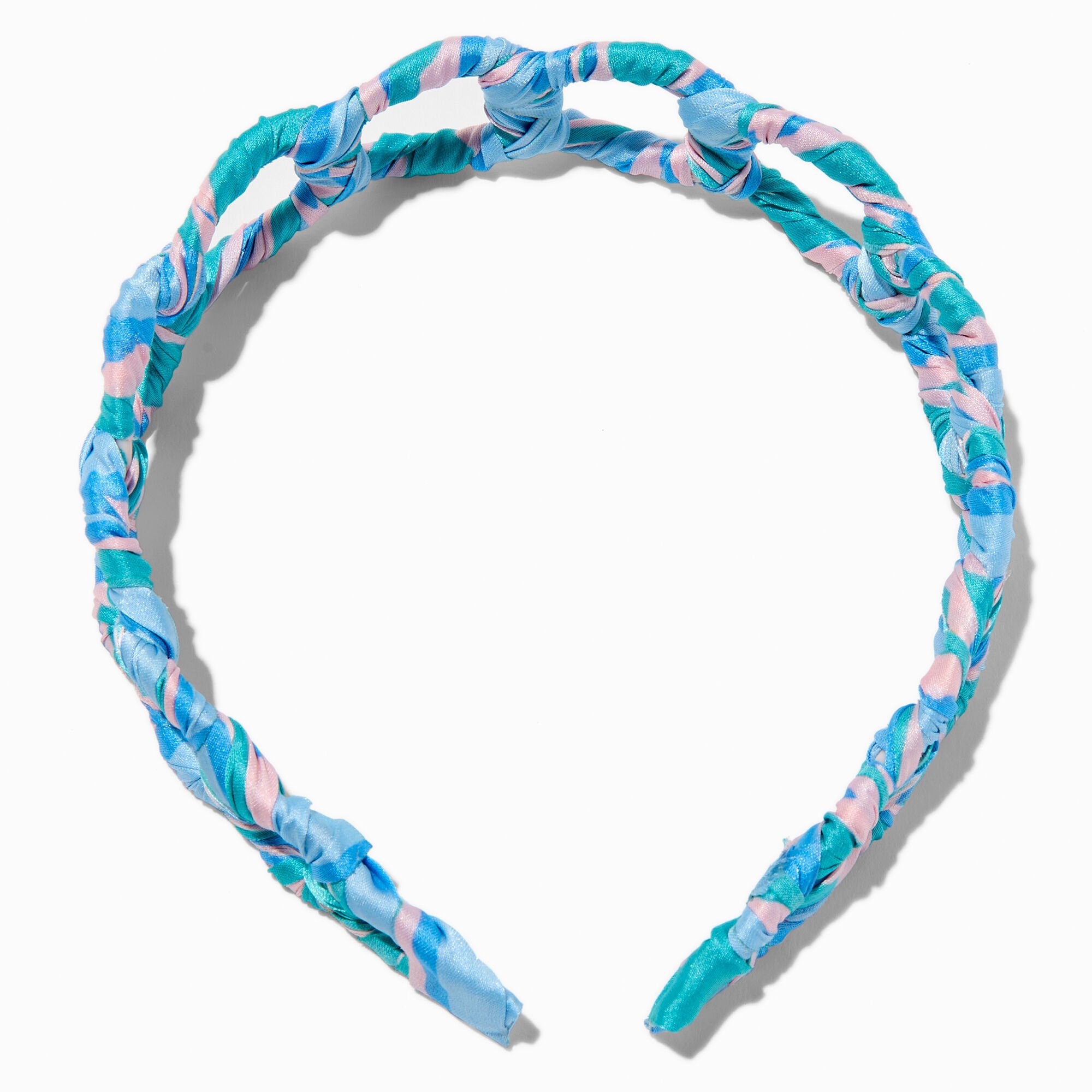 Blue & Pink Wrapped Fabric-Covered Headband,
