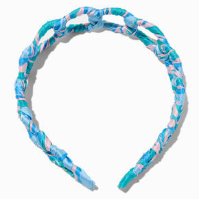 Blue &amp; Pink Wrapped Fabric-Covered Headband,
