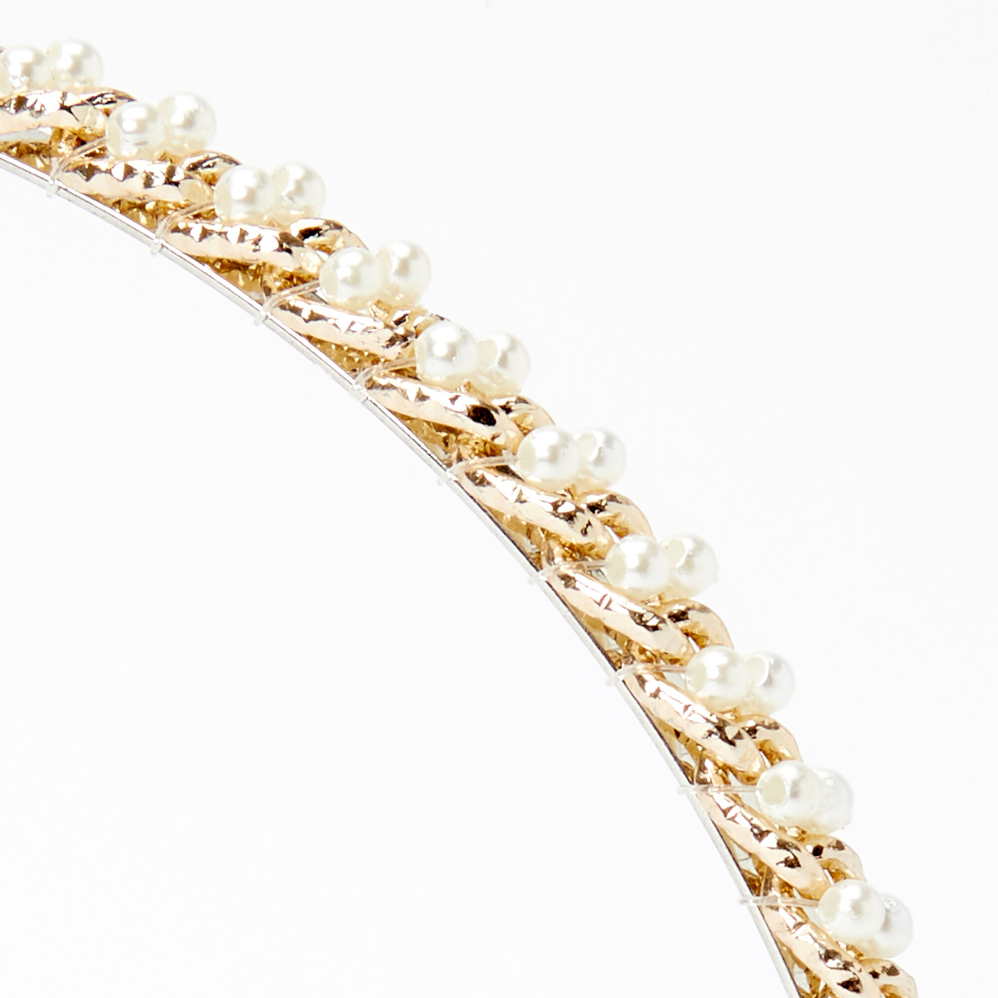 Gold-tone Chain Pearl Headband,