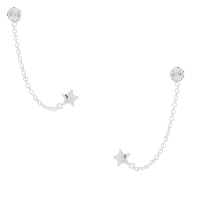 C LUXE by Claire&#39;s Sterling Silver Star Connector Double Stud Earrings,