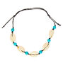 Beaded Cowrie Shell Anklet - Turquoise,