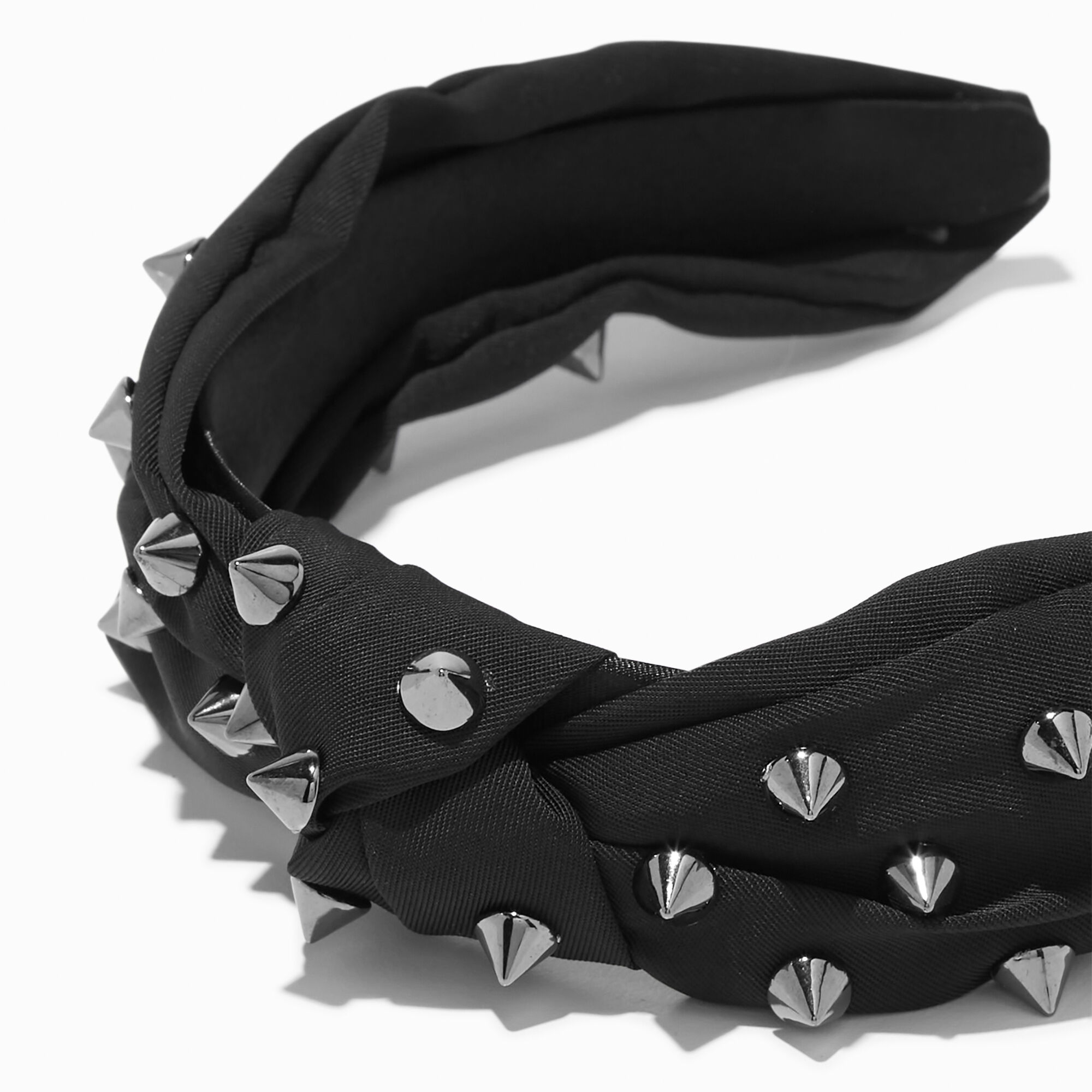 Silver Spike Black Knotted Headband,